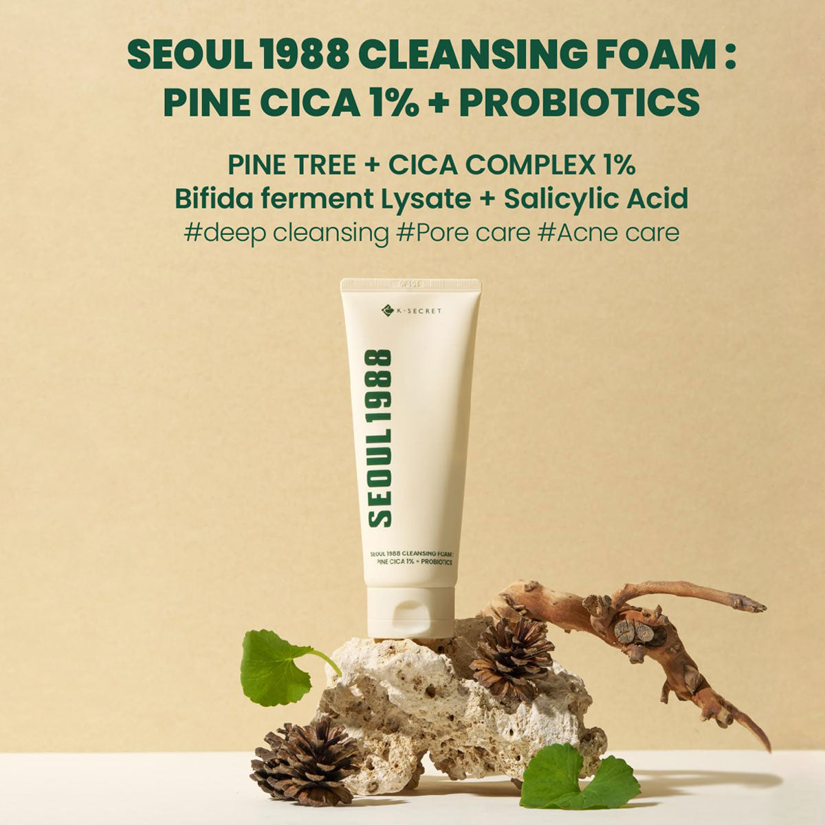 SEOUL 1988 Cleansing Foam : Pine Cica 1% + Probiotics
