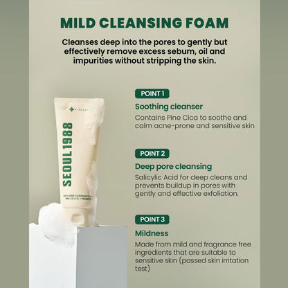 SEOUL 1988 Cleansing Foam : Pine Cica 1% + Probiotics